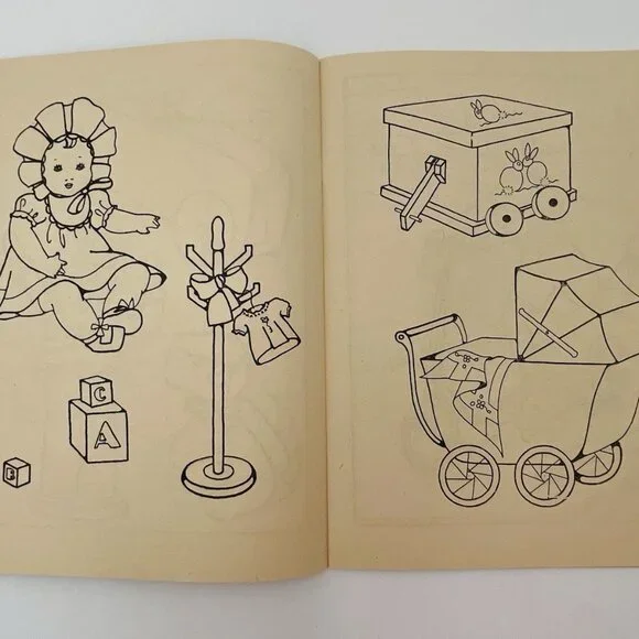 Vintage 1950s Saalfield TOYS TO COLOR Coloring Book Decor Childrens - Picture 10 of 16